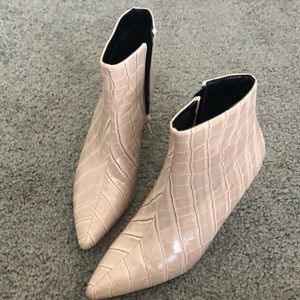 Pink snake skin booties
